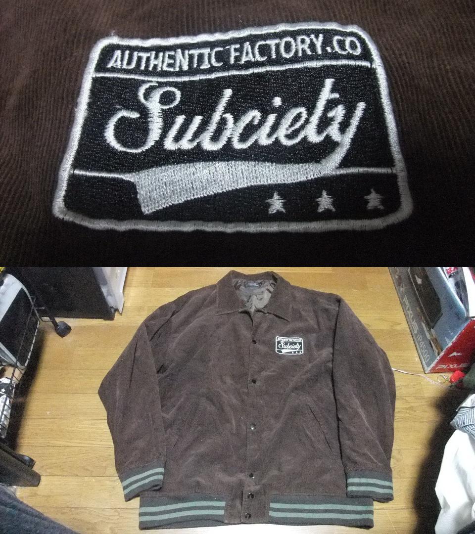 送料無料 サブサエティ subciety ワッペン ジャケット XL ブラウン コーデュロイ ジャンバー ブルゾン_画像1