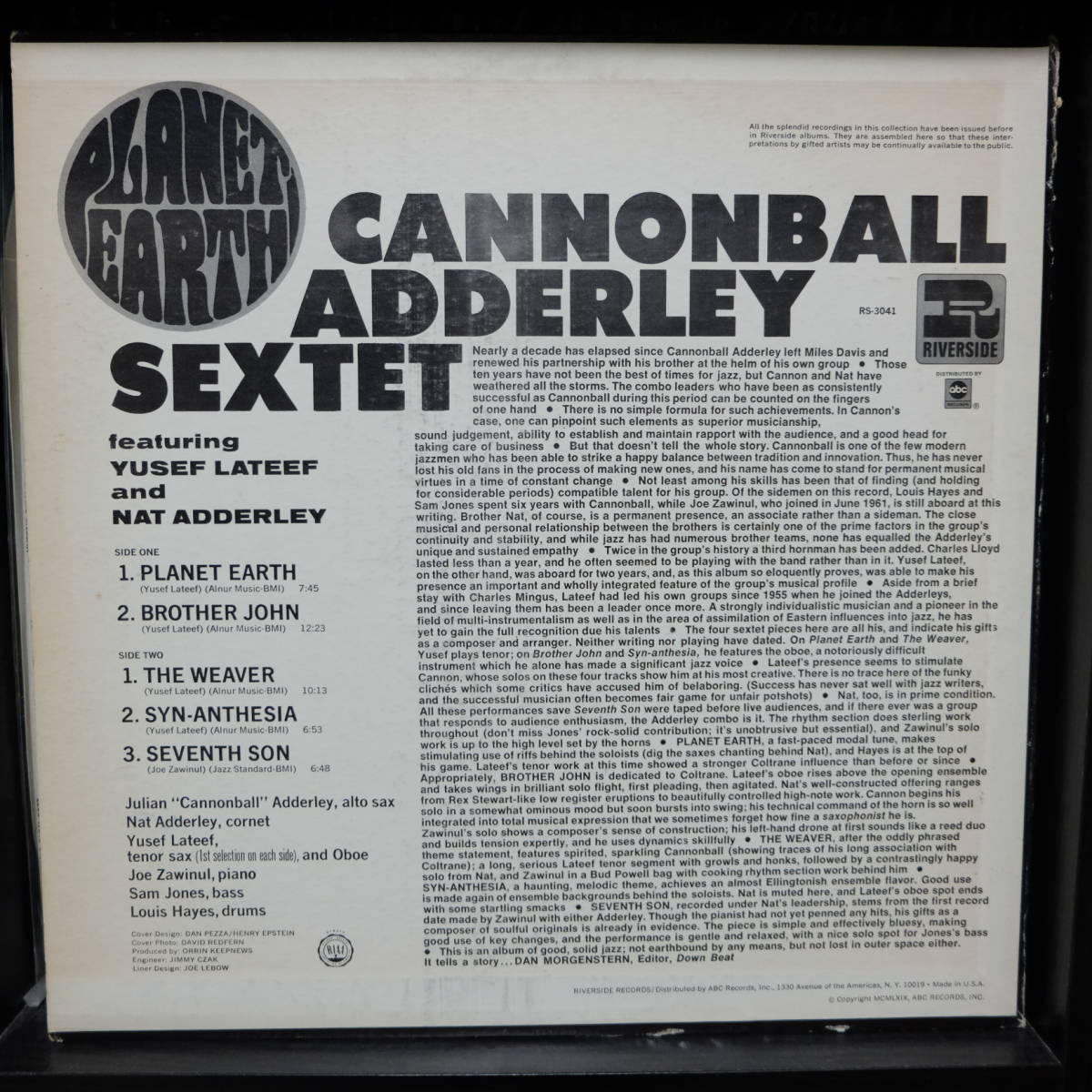 Riverside【 RS-3041 : Planet Earth 】Cannonball Adderley Sextet_画像2