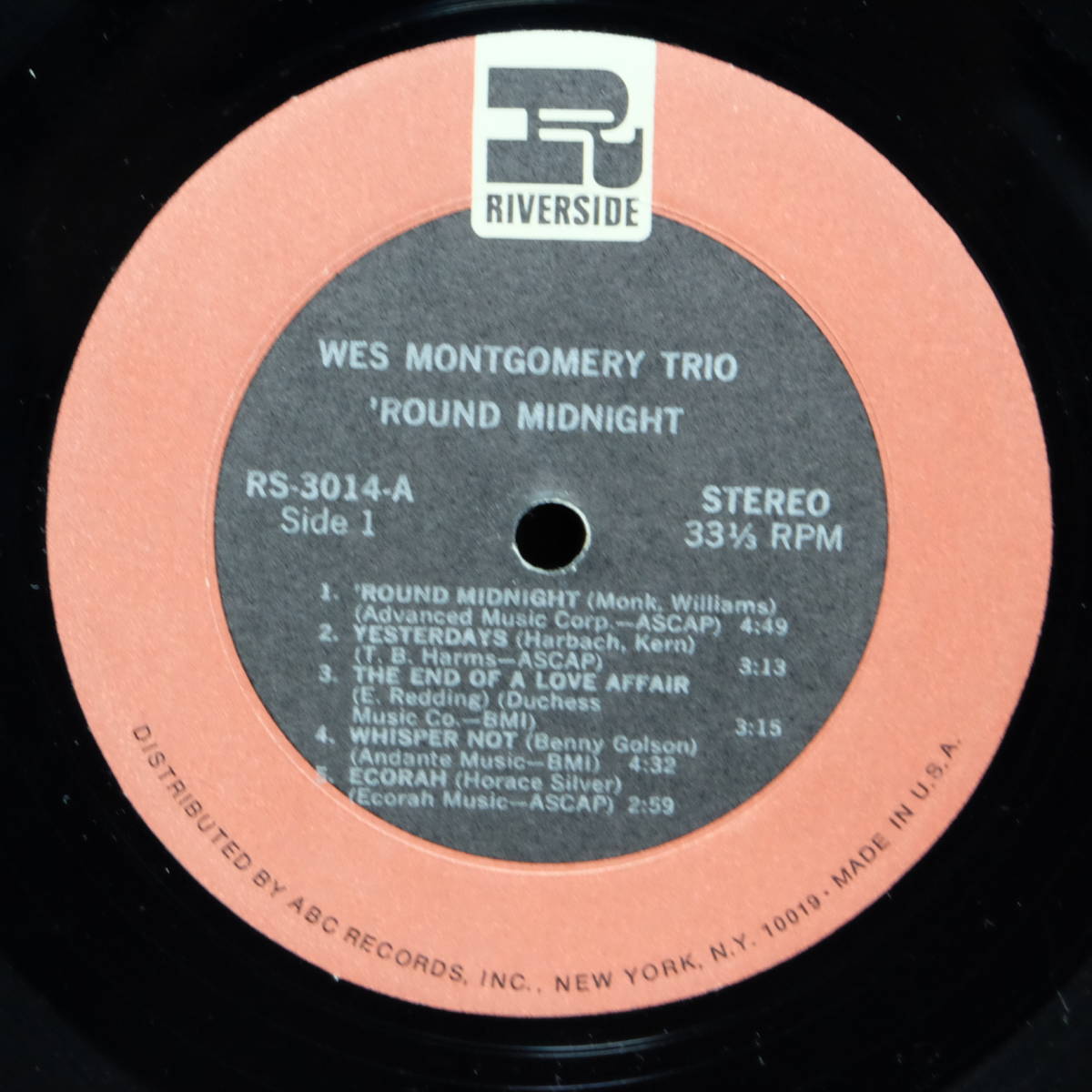 Riverside【 RS-3014 : ‘Round Midnight 】Wes Montgomery Trio_画像4