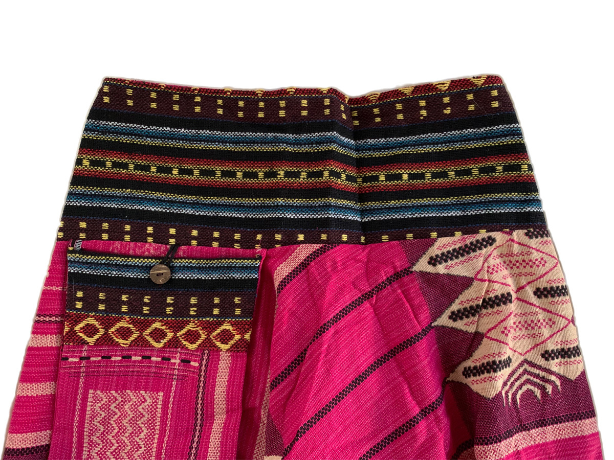 [ new goods ] ethnic sarouel pants Aladdin pants pocket pompon decoration attaching unisex pink 
