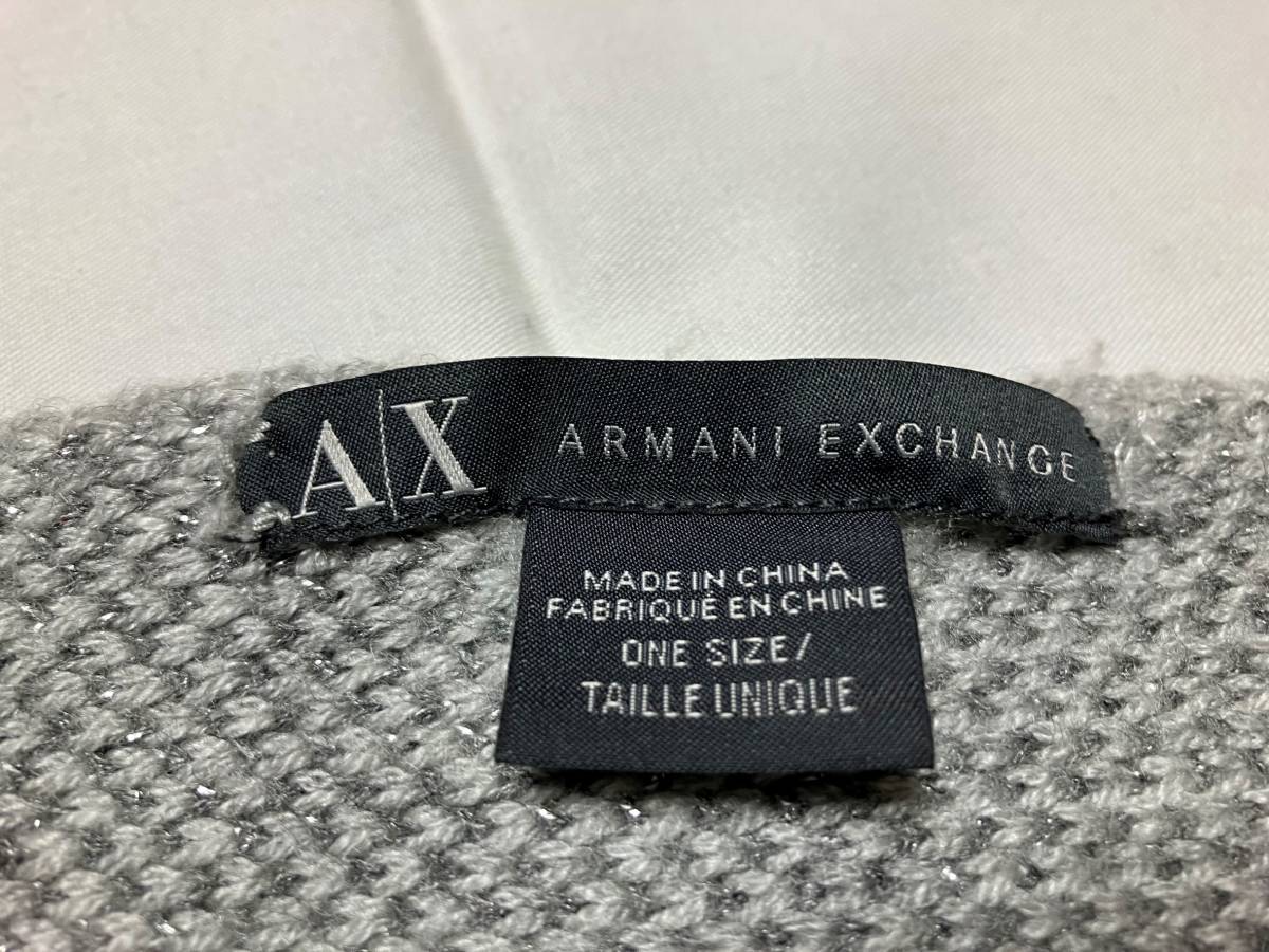ARMANI EXCHANGE A/X Armani Exchange lame thread entering long muffler gray secondhand goods small dirty equipped 