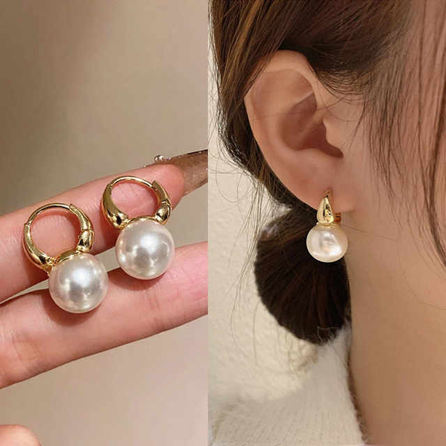 E】ピアス シルバー ストーン パール アクセサリー フープ スリコ 韓国