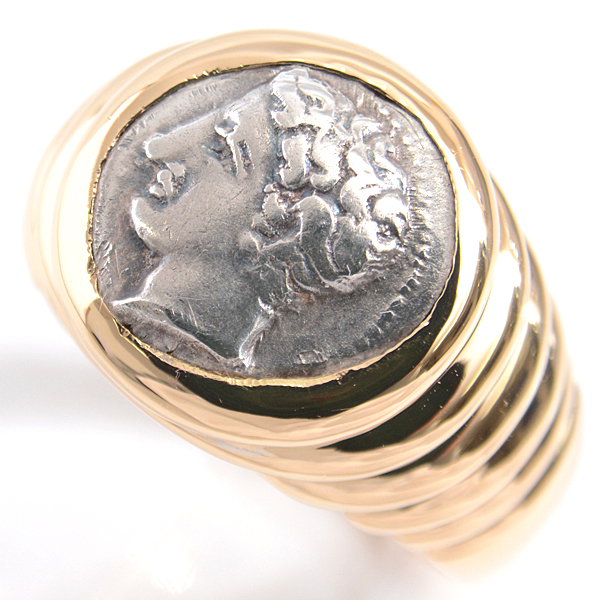 ブルガリ 指輪 レディース モネーテ 古代コイン リング 11号 イエローゴールド BVLGARI 750YG 中古