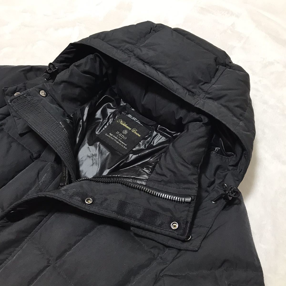 美品! nano universe ナノユニバース NISHIKAWA DOWN 西川ダウン ダウンジャケット ブラック 黒 L 2WAY フード着脱可 軽量 極暖 防寒!_画像5
