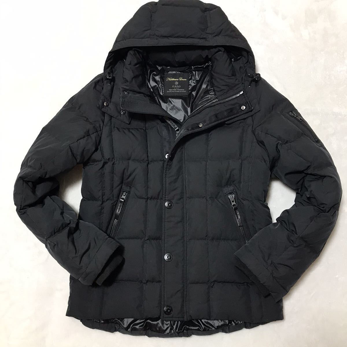 美品! nano universe ナノユニバース NISHIKAWA DOWN 西川ダウン ダウンジャケット ブラック 黒 L 2WAY フード着脱可 軽量 極暖 防寒!_画像2