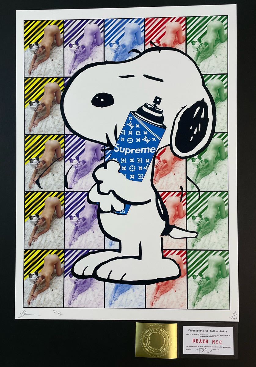 ☆新品マット付き額装☆Death NYC スヌーピーSNOOPY 現代アート