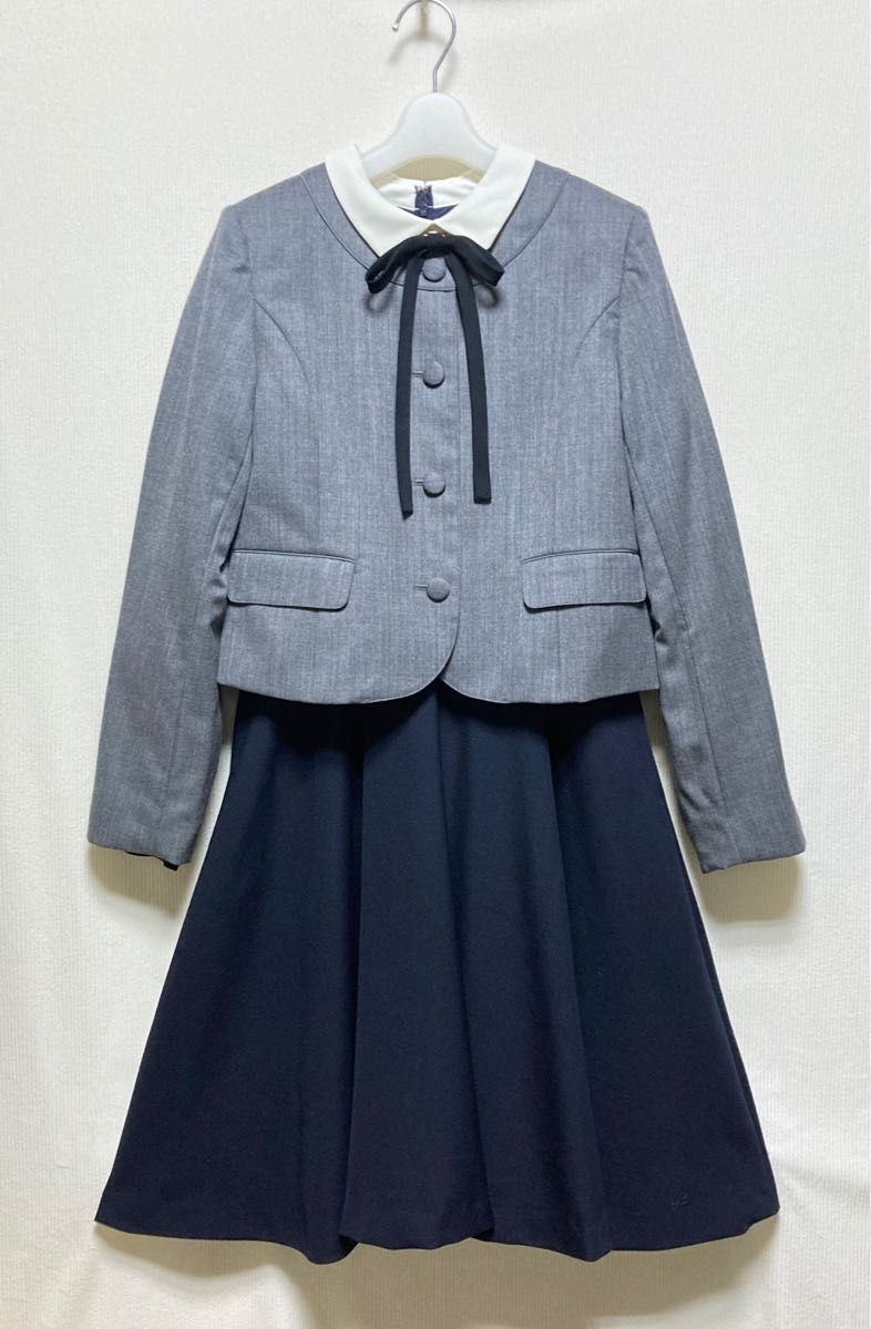 ポンポネット  ジュニア 女の子 L/160 ウール100% お受験 卒服 ジャケット ワンピース アンサンブル スーツセット