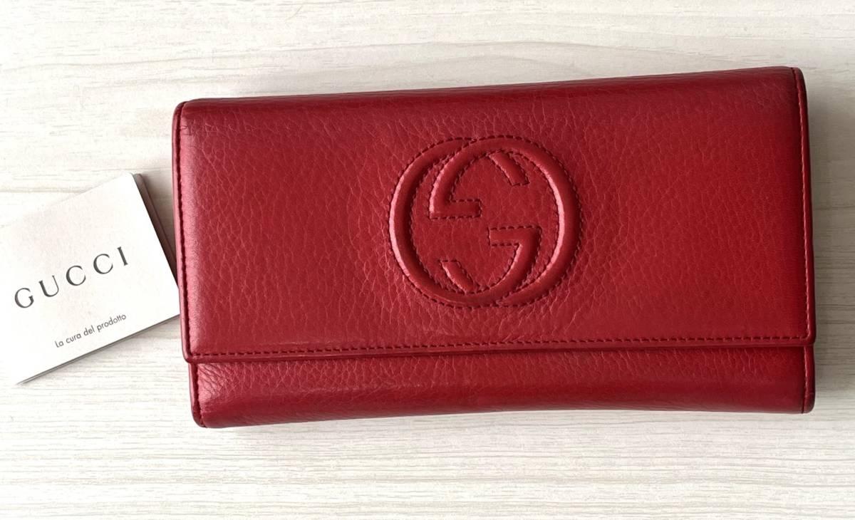 グッチ 財布 GUCCI 長財布 レッド 赤SOHO 小銭入れ 札入れ 収納 多い レディース ブランド レザー 革 GGロゴ