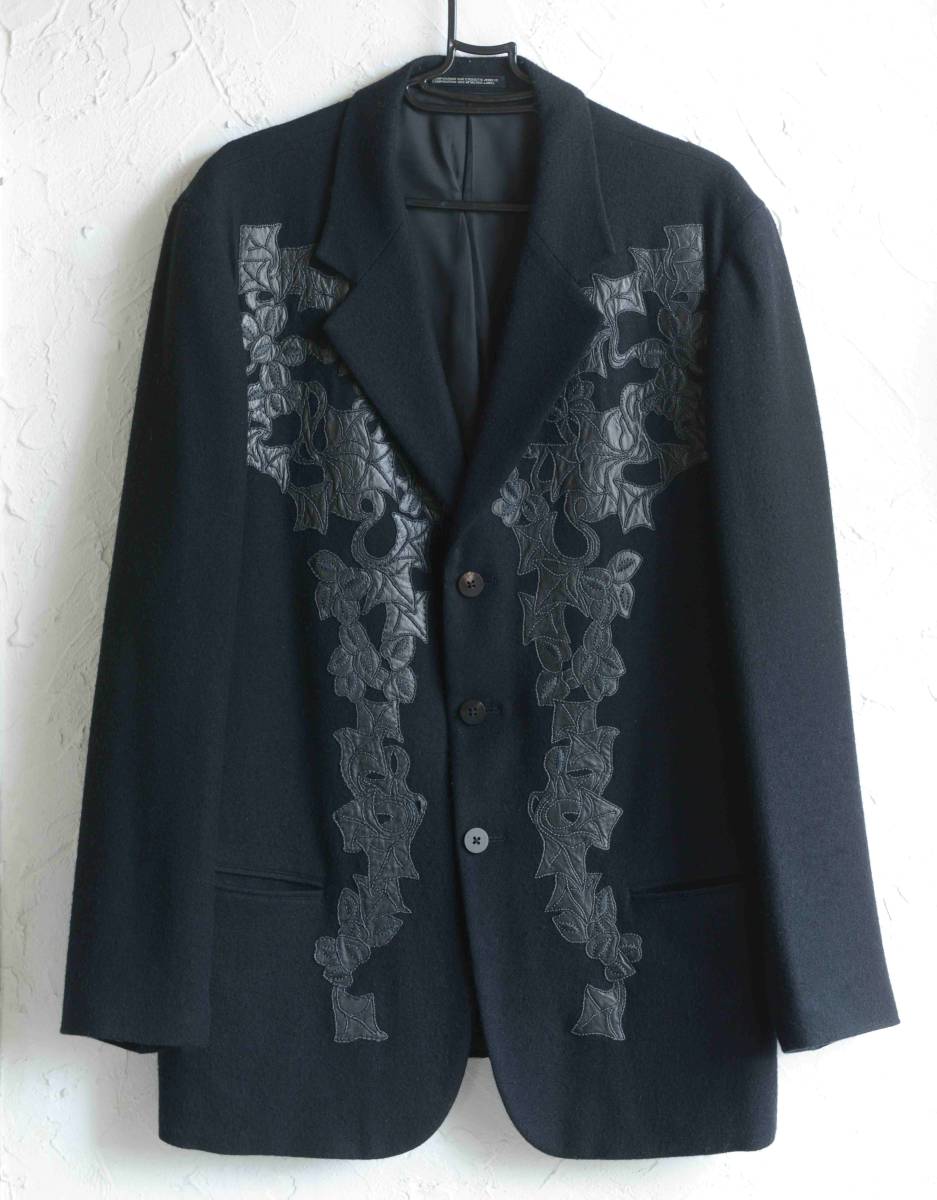 Yohji Yamamoto ヨウジヤマモト POUR　HOMME　なめし革のパッチワークが見事なジャケットです　２０年以上前のレア商品です　送料無料