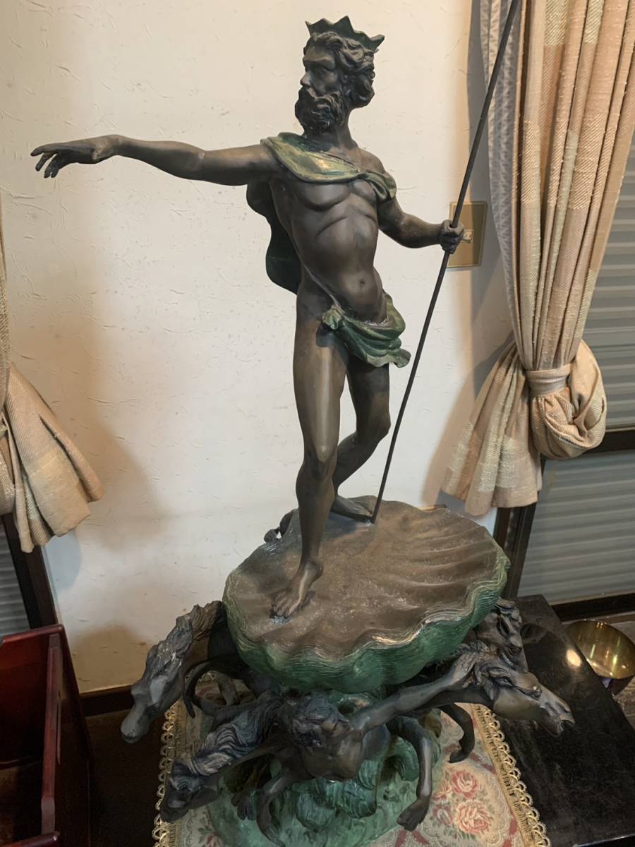 レア出品 海神ポセイドン ネプチューン ブロンズ像 銅像 ギリシャ神話 ...