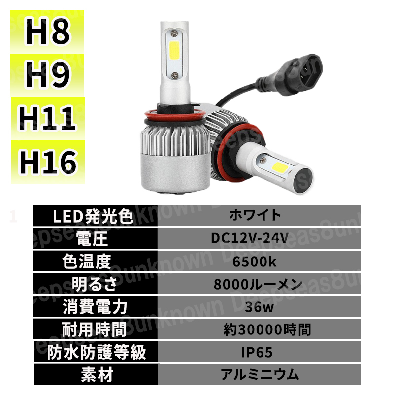 LED フォグランプ H8 H9 H11 H16 LEDバルブ 汎用 白