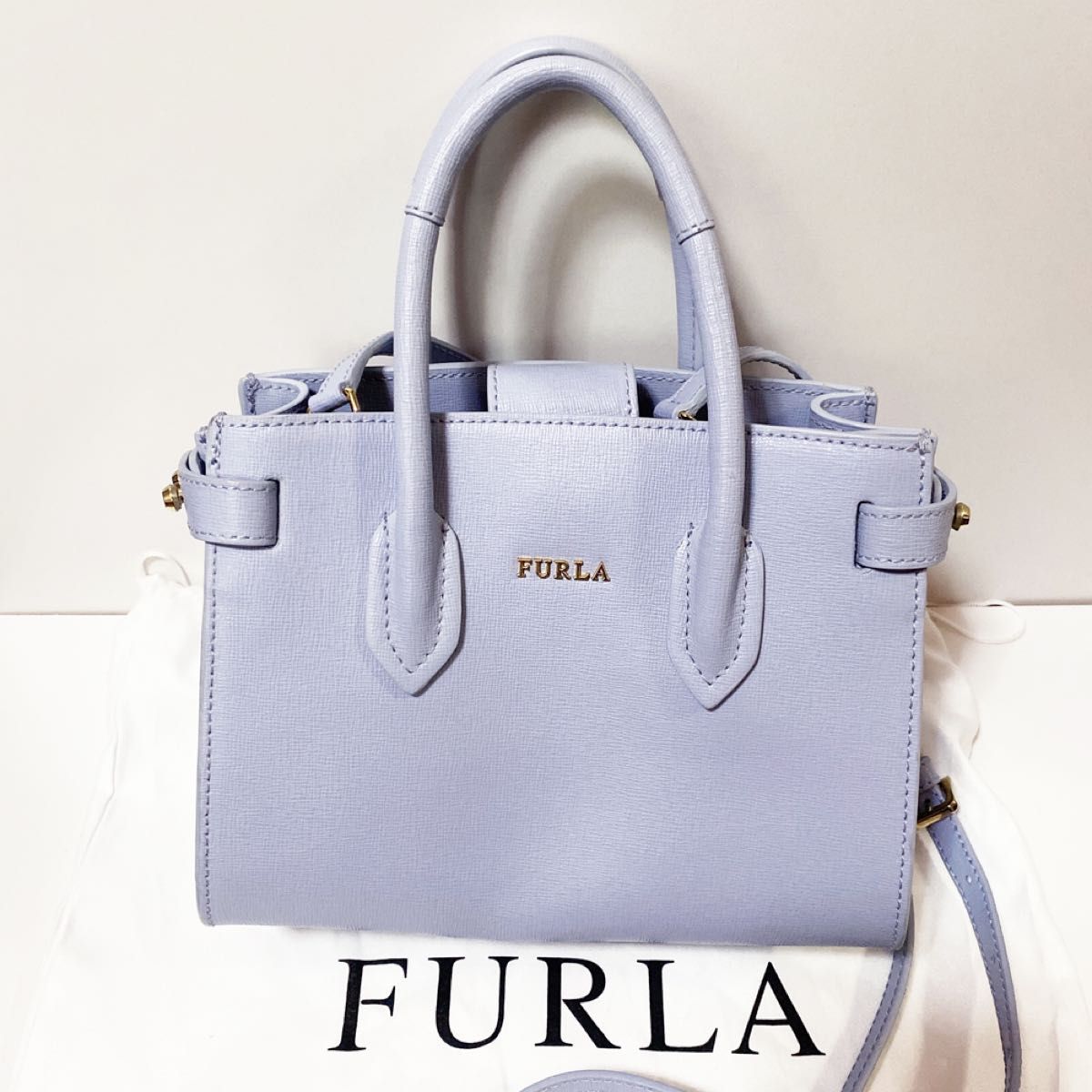 フルラ FURLA ピン ミニ トートバッグ ショルダーバッグ ブルー 水色 2way