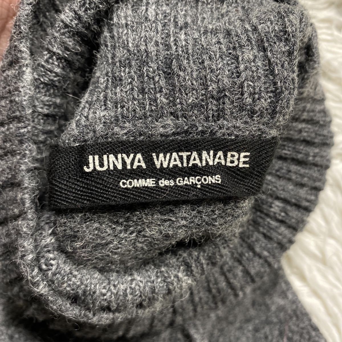 超希少　名作　JUNYA WATANABE ジュンヤワタナベ■AD2003 COMME des GARCONS ■デストロイ　ダメージ加工　■縮絨　■ハイネック■ニット_画像3