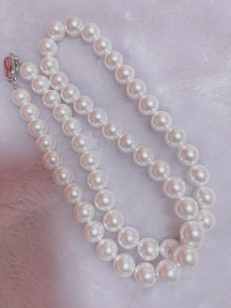 新品　高級花珠本貝真珠オーロラホワイトネックレス　珠直径10mm×長さ60cm 専用ケース付_画像3