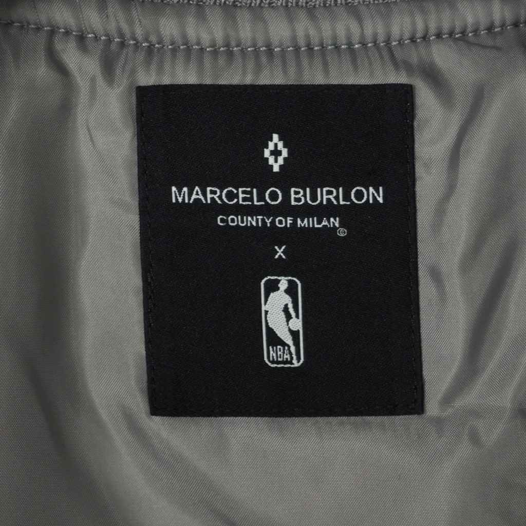 未使用品 マルセロバーロン マルセロブロン MARCELO BURLON × エヌビーエーウール スタジアムジャケット S ライトグレー マルチカラー_画像8