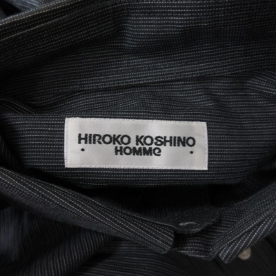 ヒロココシノ HIROKO KOSHINO HOMME ドレスシャツ ワイシャツ ストライプ 長袖 M 黒 ブラック /YI ■MO メンズ_画像5