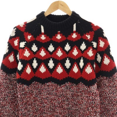 プラダ PRADA アーガイルニット セーター プルオーバー 長袖 クルー