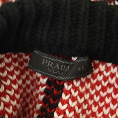 プラダ PRADA アーガイルニット セーター プルオーバー 長袖 クルー