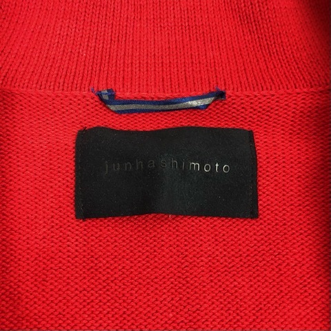 ジュンハシモト junhashimoto ニットジャケット テーラード ブレザー カーディガン 長袖 シングルボタン 4 赤 レッド レディース_画像3
