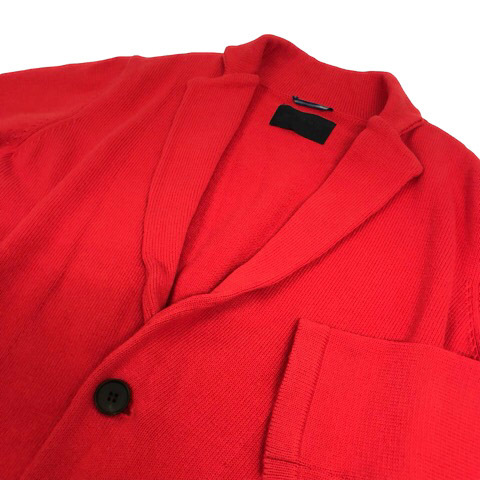 ジュンハシモト junhashimoto ニットジャケット テーラード ブレザー カーディガン 長袖 シングルボタン 4 赤 レッド レディース_画像5