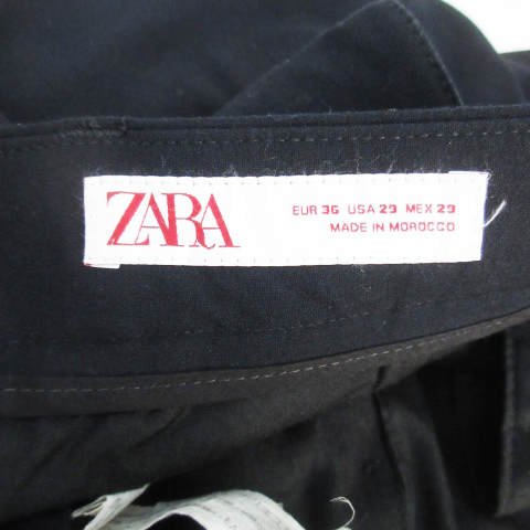 ザラ ZARA タックパンツ テーパードパンツ ロング丈 36 紺 ネイビー /FF4 メンズ_画像6