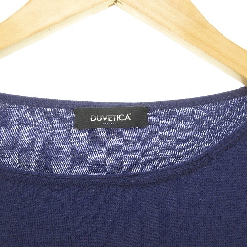 デュベティカ DUVETICA ダウン エルボーパッチ カシミヤ セーター ニット ボートネック 38 紺 ネイビー IBO33 1227 レディース_画像6