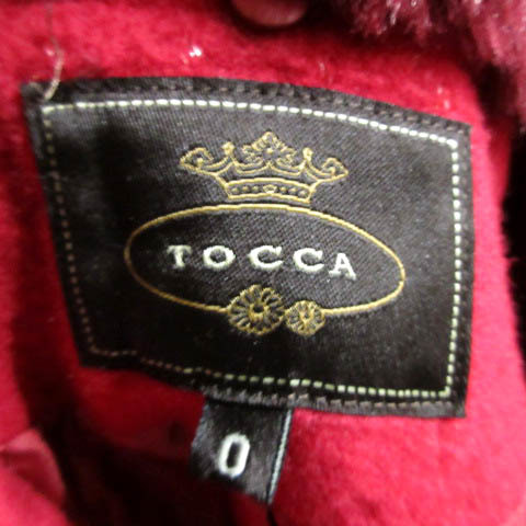 トッカ TOCCA 近年モデル ロング ウールコート 2WAY フェイクファー ラメ ボルドー 0 レディース_画像9