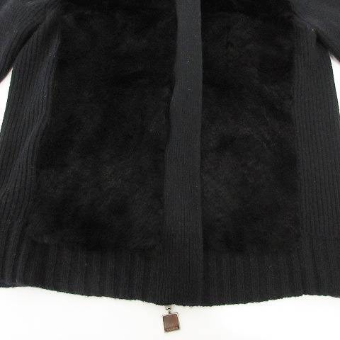 Sマックスマーラ 'S Max Mara カシミヤ混 ラビットファー ニット ブルゾン 長袖 フード ウール M 黒 ブラック IBO33 レディース_画像5