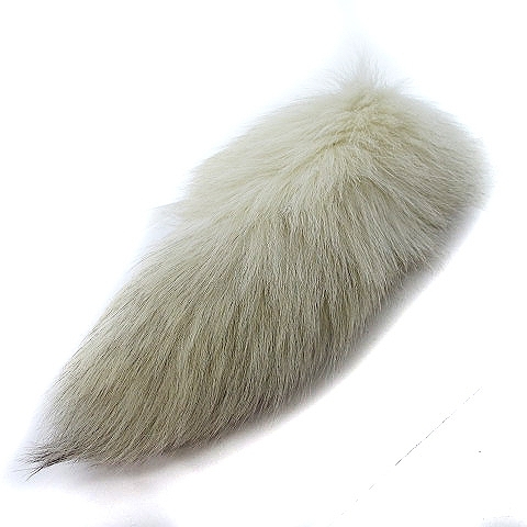 フォックスファー 尻尾 チャーム キーホルダー リアルファー 毛皮 ホワイト系 白系 約25cm_画像2