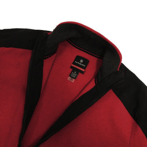 ビクトリノックス VICTORINOX ジャケット スタンドカラー 切替え エルボーパッチ ロゴ刺繍 レッド 赤 ブラック 黒 M メンズ_画像3