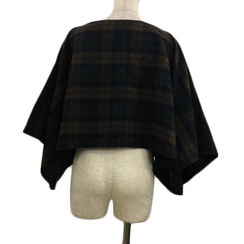  Journal Standard poncho cape boat neck cropped pants alpaca . check 7 minute sleeve tea navy blue Brown navy lady's 