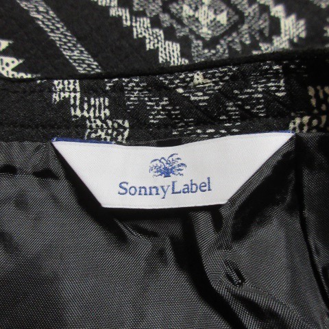 アーバンリサーチ サニーレーベル URBAN RESEARCH Sonny Label スカート 台形 ミニ ジャガード チマヨ柄 モノトーン 総柄 38 黒 ブラック_画像6