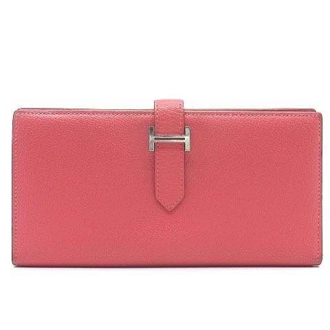 エルメス HERMES ベアン スフレ 二つ折り 長財布 シェーブル ピンク SV
