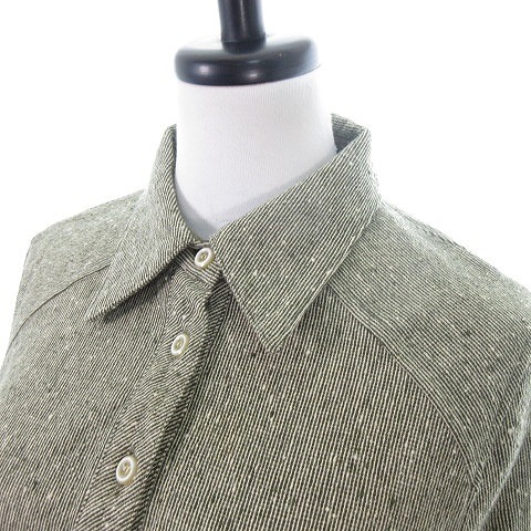  Nice Claup NICE CLAUP shirt One-piece mi leak height long sleeve turn-down collar wool thin plain khaki ivory /NA lady's 