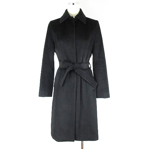  Final Stage coat turn-down collar long long sleeve fly front ribbon Anne gola plain 35 black black outer /MO lady's 