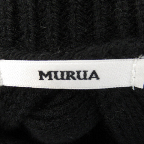 ムルーア MURUA ニット セーター 長袖 Vネック ベアバック 無地 オーバーサイズ F 黒 ブラック /YK33 レディース_画像4