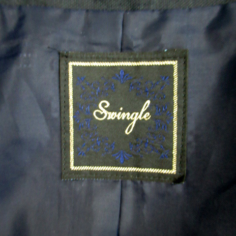 スウィングル Swingle テーラードジャケット ミドル丈 シングルボタン 七分袖 1 紺 ネイビー /SM21 レディース_画像4
