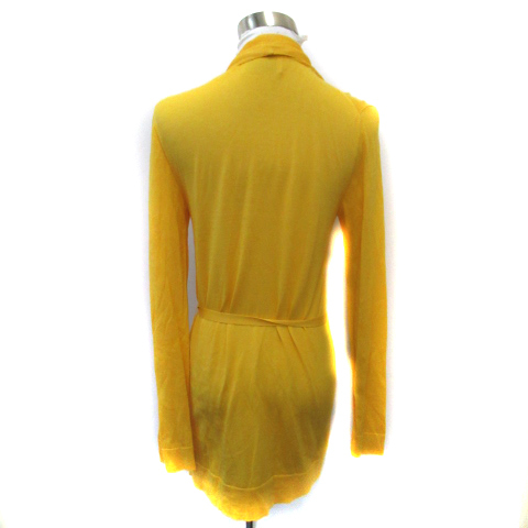  Untitled UNTITLED knitted cardigan front opening shawl color ribbon silk M yellow yellow /SM4 lady's 