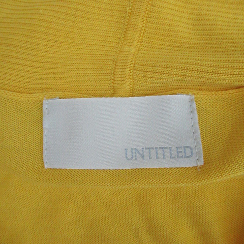  Untitled UNTITLED knitted cardigan front opening shawl color ribbon silk M yellow yellow /SM4 lady's 