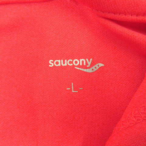 サッカニー SAUCONY オールインワン 半袖 フーディー ショートパンツ ロゴプリント ピンク イエロー 黄色 L レディース_画像8