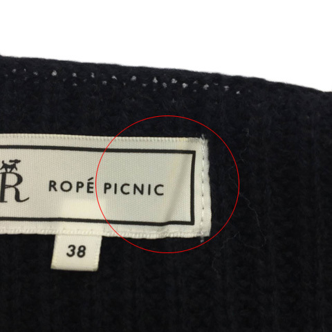 ロペピクニック ROPE Picnic セーター ニット プルオーバー Vネック リブ 無地 長袖 38 紺 ネイビー レディース_画像8