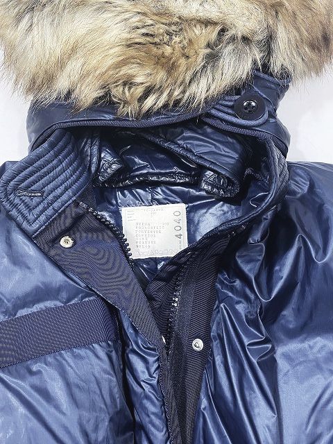 美品 18AW サカイ sacai フェイクファートリムフード ダウン モッズコート アウター ネイビー サイズ2 Down Coat Faux Fur Trim Hood_画像7