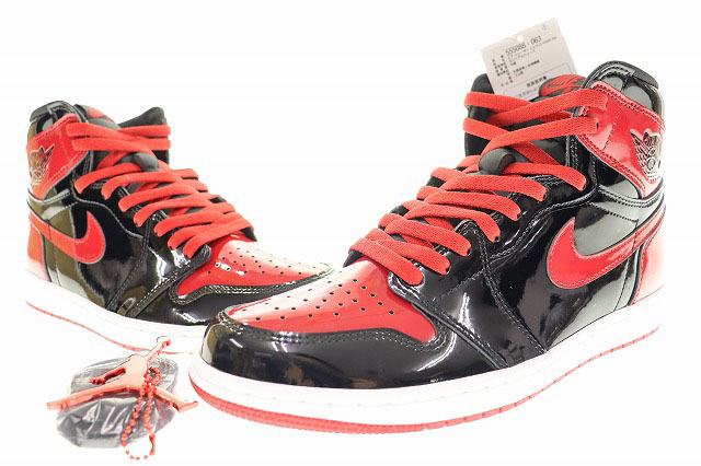 未使用品 ナイキ NIKE AIR JORDAN 1 RETRO HIGH OG PATENT BRED 2022