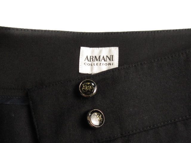 アルマーニ コレツィオーニ ARMANI COLLEZIONI パンツ ワイド センタープレス ストレッチ ウール 38 国内正規 黒 ブラック レディース_画像5