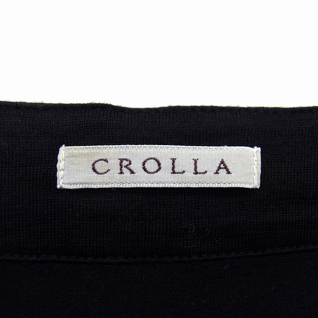 クローラ crolla チュニック カットソー ボートネック ウール タック ラグランスリーブ 無地 長袖 黒 ブラック /NT33_画像3