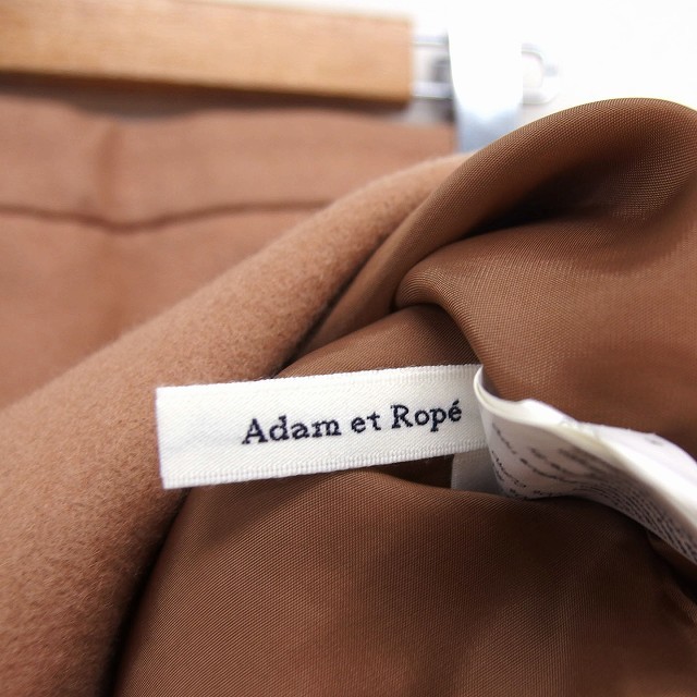 アダムエロペ Adam et Rope' スカート フレア ミニ ウール バックジップ タック 無地 36 キャメル /NT32 レディース_画像3