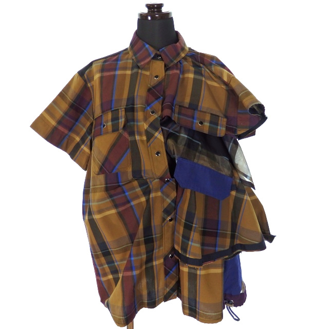 初売り】 チェック柄 19SS sacai サカイ ドッキングシャツ レディース
