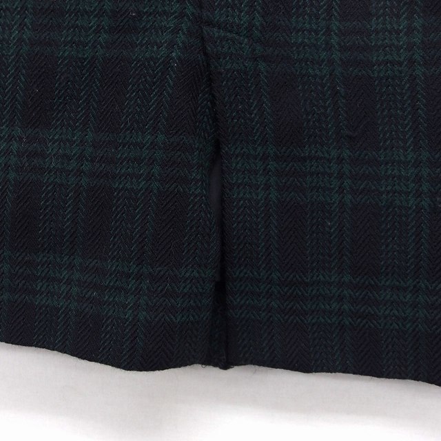 シップス SHIPS 台形 スカート 膝丈 チェック 柄 飾りボタン ウール 毛 L グリーン 緑 /HT21 レディース_画像6
