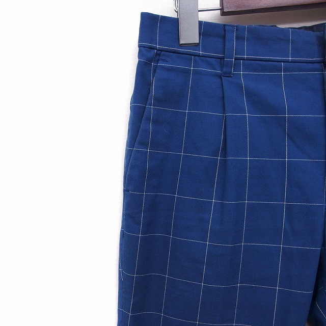  Takeo Kikuchi TAKEO KIKUCHI check pattern tapered pants roll up cotton cotton 2 blue blue /FT1 men's 