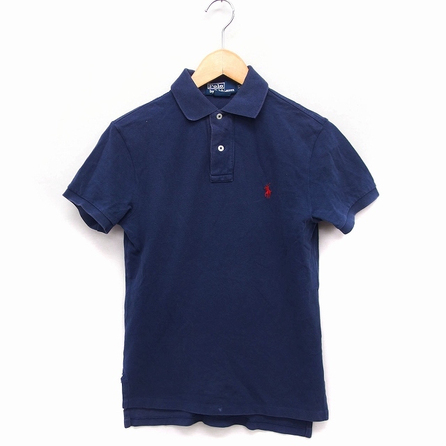 ポロ バイ ラルフローレン Polo by Ralph Lauren 国内正規品 ポロシャツ 半袖 カスタムフィット 綿 XS ネイビー 紺 /FT10 レディース_画像1